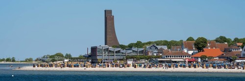Naval memorial, beach, Laboe, Baltic seaside resort, fjord, Baltic Sea, North Frisia,