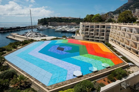 Roof of the auditorium, mosaic, artist Victor VASARELY, Monte Carlo, Cote d'Azur, Monaco