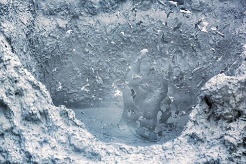 Bubbling mud pot, Hverarönd geothermal area, also known as Hverir, Namaskard or Namafjall, Myvatn,