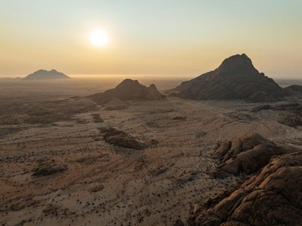 The isolated Spitzkoppe mountain (1728 m) - on the right - majestically rises above the surrounding