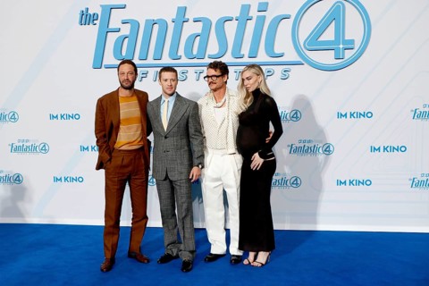 Ebon Moss-Bachrach, Joseph Quinn, Pedro Pascal and Vanessa Kirby at The Fantastic Four Fan Event at