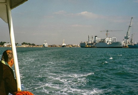 RFA Tarbatness A345 ship, Portsmouth Harbour, Portsmouth, Hampshire, England, UK 1978