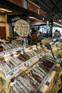 Market stall with jumble, market hall, Marche Provencal, Antibes, Provence Alpes Côte d'Azur, South