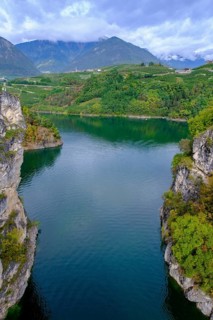 Lago di S. Giustina, from the Ponte di Castellaz, Val di Non, Trentino, Italy