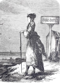 The cane and its use, as a fashion prop in a French seaside resort, 1888, Historical, digitally