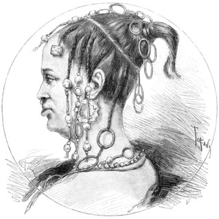 Headdress of a woman from the Peul tribe, Fulbe, nomadic people in Central Africa, around 1880,