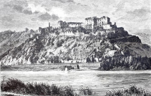 Rheinfels Castle is the ruin of a Spornburg on a ridge between the left bank of the Rhine and the