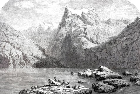 View of Lake Lucerne in 1888, Switzerland, Historical, digitally enhanced reproduction of a 19th