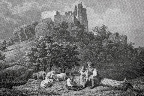 Altenstein Castle in the Middle Ages, castle ruins in Altenstein, district of Haßberge in Lower
