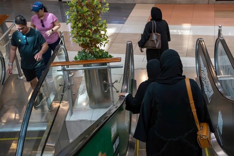 Shrouded woman with handbag, Abu Dhabi, United Arab Emirates