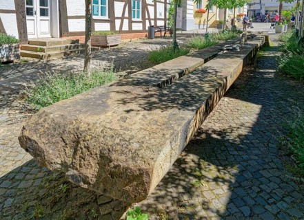 Artistic representation of the course of the Aller in the old town centre of Verden. Verden, Lower