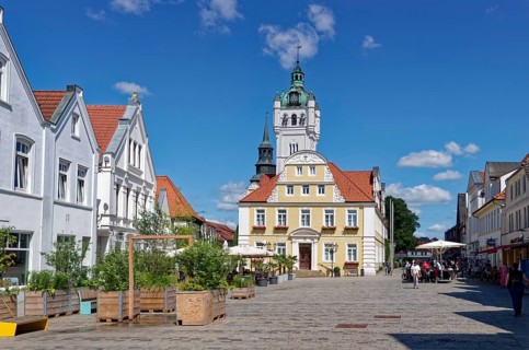 The town hall square with the town hall in the old town centre of Verden. Verden, Lower Saxony,