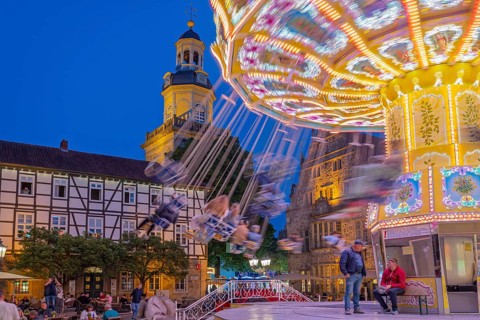 Fair on market square illuminates Rinteln Schaumburg Germany