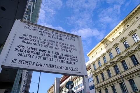 At Check Point Charlie, Friedrichstraße, Berlin, Germany