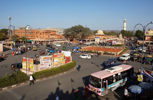 View of Chhoti Chaupar Square in the old city centre, Jaipur, Rajasthan, India