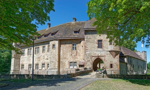 Dringenberg Castle is a medieval hilltop castle in Dringenberg in the district of Höxter. It was