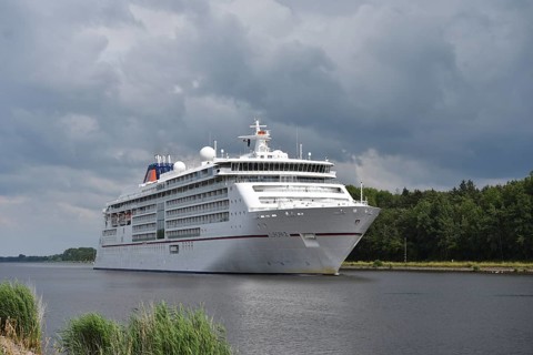 Cruise ship EUROPA 2 travelling through the Kiel Canal, NOK, Kielkanal, Kiel Canal,