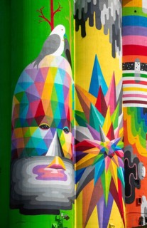 Saginaw, Michigan - The Shine Bright mural on abandoned grain elevators. The mural was created when