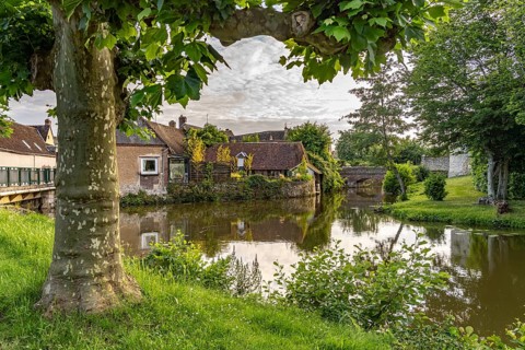 The river Loir in Alluyes, Centre-Val de Loire, France