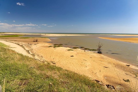 Beach and lagoon at the Belle Henriette L'Aiguillon-la-Presqu'ile National Nature Reserve, France