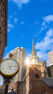 Boston downtown and historic center streets near Freedom Trail and Beacon Hill