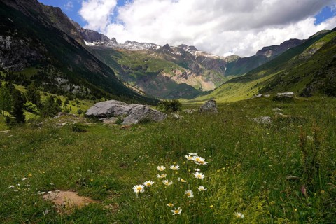 Mountain landscape in the Valle de Otal near Torla-Ordesa, Spain
