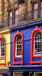 Edinburgh, Scotland. Victoria street near Royal Mile in historic center. Major tourist attraction