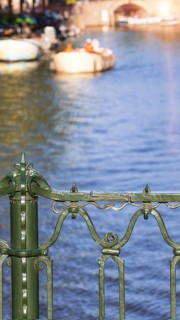 Holland, Amsterdam canals with scenic bridges and historic city center, UNESCO World Heritage site