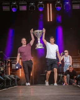 Players of the Eisbären Berlin at the Berliner Rundfunk 91.4 Open Air in the Berlin Parkbühne