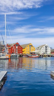 Norway, Tromso, famous tourist travel destination known for northern lights aurora borealis viewing