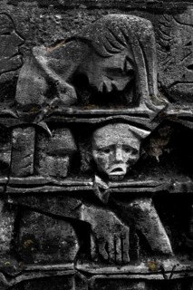 Bittermark memorial, memorial site, detail of the relief, artist Karel Niestrath, Dortmund, Ruhr