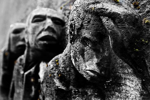 Bittermark memorial, memorial site, detail of the relief, artist Karel Niestrath, Dortmund, Ruhr