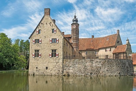 Burg Vischering, moated castle, Lüdinghausen, Münsterland, North Rhine-Westphalia, Germany