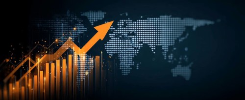 Stock market and economy growth trend fluctuations. Advanced graph business analytic tool that