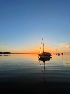 Evening atmosphere, sailing boats on Lake Starnberg, Bavaria, Germany