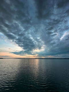 Evening mood, clouds over Lake Starnberg, Bavaria, Germany
