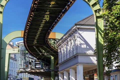 A suspension railway at the Vohwinkel terminus, Wuppertal, Germany