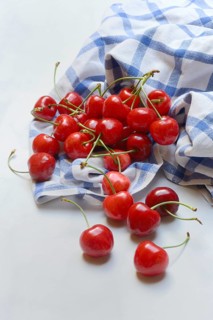 Sweet cherries with cloth, Prunus avium