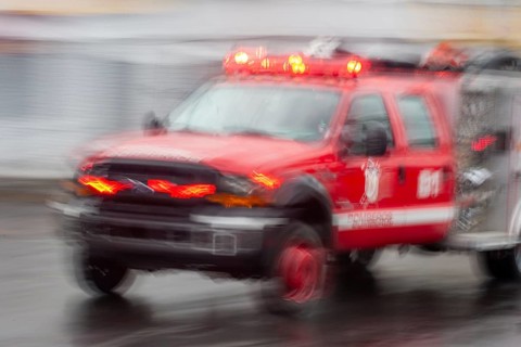 Ambulance driving at high speed, Motion blur, City of Quito. Pichincha province, Ecuador, South