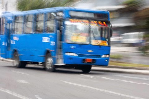 Bus in motion, Motion blur, City of Quito. Pichincha province, Ecuador, South America