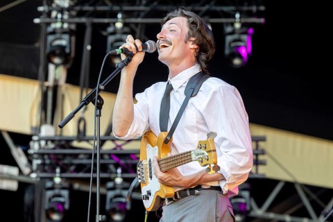 Zane Acord, Singer, bass player, The Thing, indie rock band, USA, live open air at the Citadel