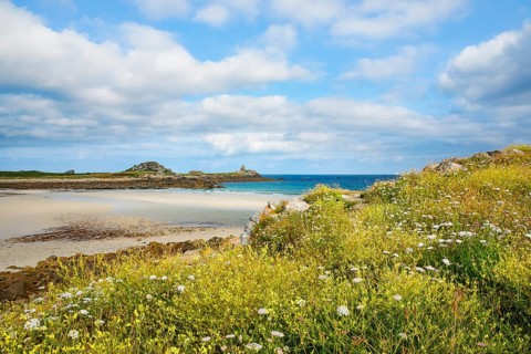 Le rocher du coq at the Plage de Penfoul in Brittany, France