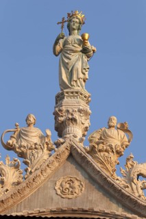 North façade of the Basilica di San Marco, Roman Catholic Basilica of St Mark on St Mark's Square,