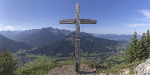 Panorama from Hirschberg, 1456m, into Ostrachtal with Bad Oberdorf, Bad Hindelang and Imberger