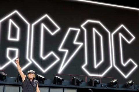 Brian Johnson, lead singer of AC/DC live on Power Up Tour 2025 at the Olympiastadion Berlin on 30