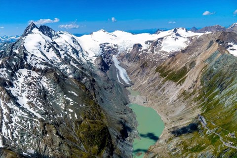 Großglockner, Pasterze, glacier, glacier melt, climate, climate change, aerial photo, Austria