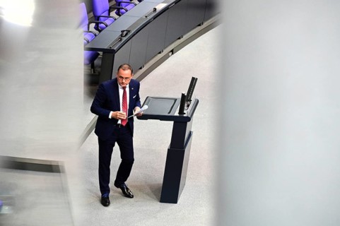 Tino Chrupalla (AfD) after his speech in the Bundestag in response to the government statement by