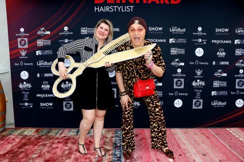 Janine Becker and Julian F. M. Stöckel at the VIP opening of the new Deinhard Salon Am Mühlanger 3,