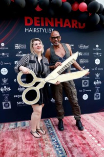 Janine Becker (owner) and Pierre Sanoussi-Bliss at the VIP opening of the new Deinhard Salon Am