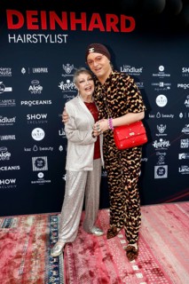 Barbara Schöne and Julian F. M. Stöckel at the VIP opening of the new Deinhard Salon Am Mühlanger
